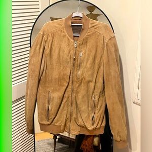 All Saints tan suede leather bomber jacket